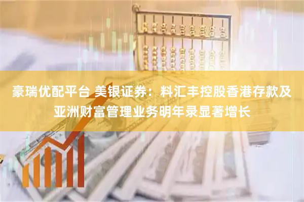 豪瑞优配平台 美银证券：料汇丰控股香港存款及亚洲财富管理业务明年录显著增长