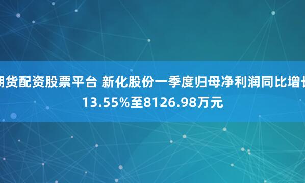 期货配资股票平台 新化股份一季度归母净利润同比增长13.55%至8126.98万元